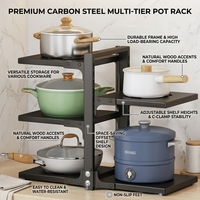 Support de rangement moderne multi-niveaux en acier au carbone non pliable pour couvercles de casseroles et poêles sous l'évier, organisateur de cuisine