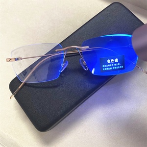 Lentilles photochromiques sans monture rectangle alliage argent or noir lunett photogray <span class=keywords><strong>antireflet</strong></span> femmes dames lunettes à changement de couleur - Product Image 1