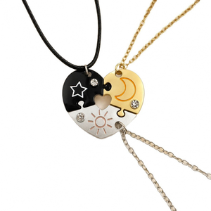 Nuevo Conjunto de Tres Piezas Coloridas, Collar de Mejores Amigos, Joyería Unisex, Luna, Estrella, Corazón Hueco, Collar de Amistad BFF - Product Image 4