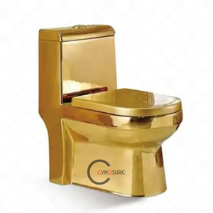 Ventes en gros de sanitaires plaqués or, toilettes, WC, toilettes monobloc en céramique, couleur or - Product Image 5