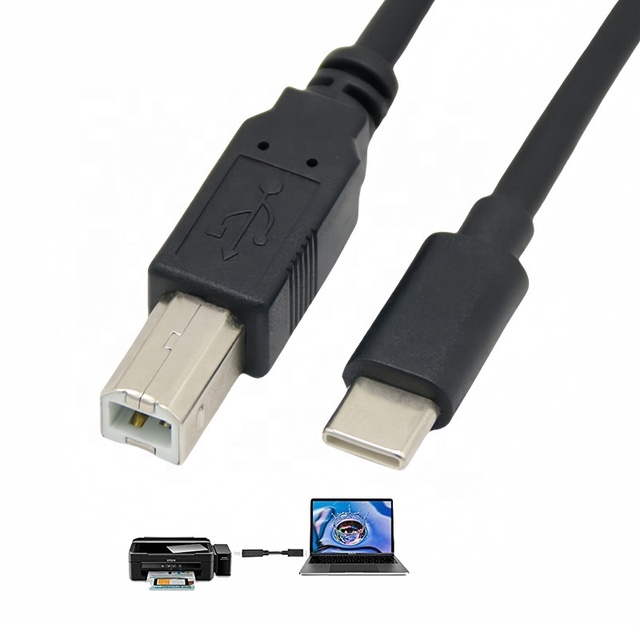 Usb 3.0 C to Usb-B Cable 6Ft Black Usb C to Type B 2.0 Printer Cable 480 Mbps 6.6Ft