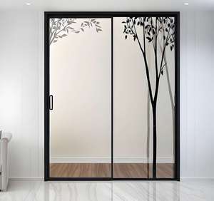 Porte coulissante élégante et simple à double rail, en verre trempé double vitrage, en alliage d'aluminium, design minimaliste pour cuisines et salles de bain intérieures - Product Image 1