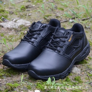 Udson <b>Men's</b> Low Top Breathable Genuine Leather Hiking Shoes Black Outdoor Tactical Footwear - Product Image 1