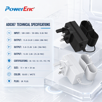 Adaptateur d'alimentation AC DC ABP 40W, entrée 100-240V, sortie réglable 9-24V, prise britannique, adaptateur d'alimentation AD0367