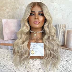 Prix d'usine Perruque de cheveux humains Lace Frontal 13*6 Ondulée Ombré Blond Cendré Densité 180 Sans Colle - Product Image 1