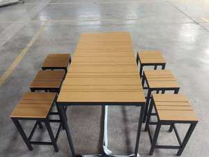 Juego de <span class=keywords><strong>bar</strong></span> de comedor al aire libre de metal de 7 piezas con 6 taburetes y 1 mesa para <span class=keywords><strong>Bar</strong></span>, jardín, patio, porche - Product Image 3