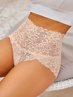 Culottes sexy ajourées respirantes en maille Dobby transparente pour femme, taille haute ultra-fines, grandes tailles, dentelle ODM