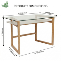 Bureau avec plateau en verre, structure en bambou naturel écologique, idéal pour l'étude, le travail à domicile, la table d'écriture, livraison directe d'usine