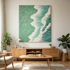 Coastal Ocean Relics Blue Terrain Textured Artwork Oil Painting Fine Gift Abstract Wall Art Commercial Decoration Interior - Product Image 3