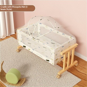 Summer Infants Multifunctional Solid Wood Pastoral Design Baby Crib Rocking <b>Swing</b> Soothing Function 0-3 Years Portable Movable - Product Image 1