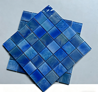 Kaca Mosaik Biru Poles untuk Kolam Renang, Dinding Latar, Kamar Mandi, Dekorasi Homestay Hotel, Kolam Ikan, Lanskap