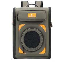 Pet <b>Backpack</b> Carrier Nylon Material Zipper Closure Black Orange Color Breathable for <b>Cats</b> - Product Image 2