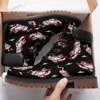 Sepatu Bot Hitam Motif Harimau Trendi Musim Dingin Grosir Kustom Pria Wanita Berkualitas Tinggi Nyaman Bernapas Anti-Selip Setengah Tinggi