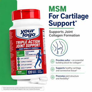 OEM favorise le confort et la flexibilité des articulations, soutient la santé du cartilage, favorise la mobilité, comprimés à croquer triple action MSM Glucosamine pour les articulations - Product Image 4