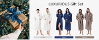 Ensemble cadeau de peignoirs personnalisés de qualité supérieure - Peignoirs unisexes personnalisables avec pantoufles ou serviettes pour mariage/hôtel/entreprise
