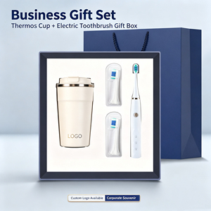 Coffret Cadeau d'Entreprise : <span class=keywords><strong>Tasse</strong></span> à Café Isotherme & Brosse à Dents Sonique avec Têtes de Rechange, Boîte Cadeau Souvenir Personnalisée avec Logo pour Clients d'Entreprise - Product Image 1