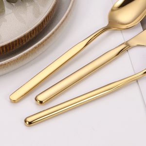 Phong cách mới nhà hàng đám cưới <span class=keywords><strong>Flatware</strong></span> bộ chất lượng cao vàng thiết lập dao kéo <span class=keywords><strong>1810</strong></span> thép không gỉ muỗng và ngã ba máy rửa chén an toàn - Product Image 5