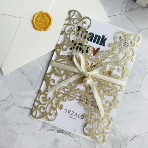 Designer benutzer definierte invitaciones de boda Goldfolie Geschenk karte Papier leer Hochzeits einladung Grußkarten mit Umschlag