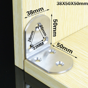 Connecteur d'angle semi-circulaire épaissi en acier inoxydable en forme de L 38x50x50mm pour meubles - Product Image 2