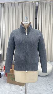 <span class=keywords><strong>Cardigan</strong></span> zippé pour <span class=keywords><strong>homme</strong></span> à col en fausse fourrure, en tricot côtelé épais crème, style <span class=keywords><strong>vintage</strong></span> de luxe, vêtement d'extérieur d'hiver - Product Image 4