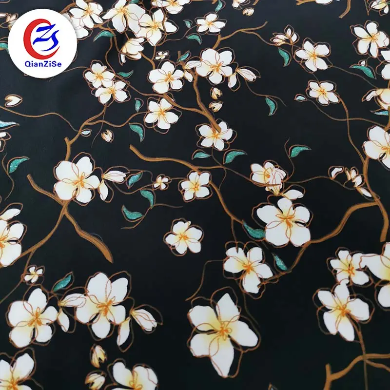 Schnitzen tropische Blumenmuster gedruckt Hemd gewebt Chiffon Textil Stoff benutzer definierte