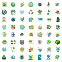 55 autocollants mignons de style dessin animé pour la Journée de la Terre, décoratifs pour journaux, papeterie, bouteilles d'eau, ordinateurs ; conception imperméable