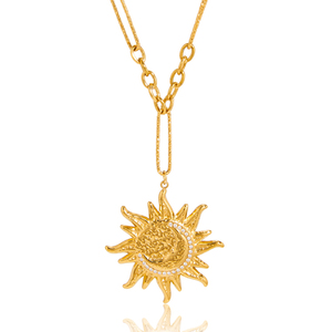 <span class=keywords><strong>Collana</strong></span> J&D in acciaio inossidabile placcato oro PVD 18K <span class=keywords><strong>con</strong></span> ciondolo classico <span class=keywords><strong>sole</strong></span> <span class=keywords><strong>e</strong></span> <span class=keywords><strong>luna</strong></span> <span class=keywords><strong>con</strong></span> strass bianchi - Product Image 5