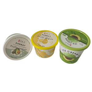 Frozend Plastique 500g base de crème sure poire blanche ronde avec couvercle - Product Image 1