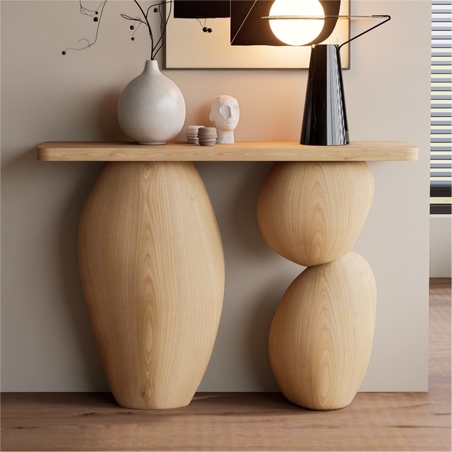 Wabi-Sabi Style Console Table Artistic Designer Entryway Wall-Mounted Display Console Creative Side Table