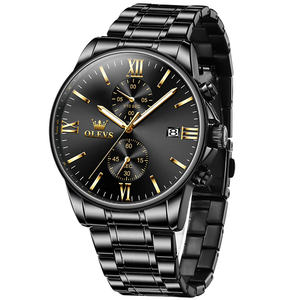 2886 New Fashion Factory Custom <b>Black</b> <b>Watch</b> Luxury Chronograph High Quality Stainless Steel Custom Logo Oem Quartz <b>Watch</b> - Product Image 2