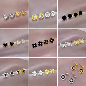 Pendientes de Trébol con Carcasa de Acero Inoxidable, Estilo Minimalista y Moderno, Pendientes Unisex, Joyería Elegante para Banquetes - Product Image 2