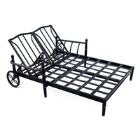 Chaise longue de plage portable en métal simple et double avec coussin résistant aux UV pour bronzer en plein air