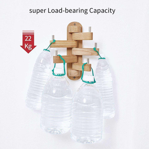 Porte-manteau mural pivotant en bois durable avec 5 crochets, installation autocollante - Design moderne pour usage intérieur (Nouveau) - Product Image 5