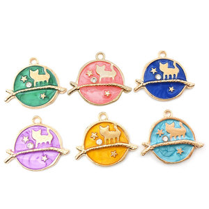 Accesorios de joyería Coreana de alta calidad, abalorio de aleación de estrella de Luna brillante de aceite de goteo con bonita estrella de media luna al por mayor - Product Image 3