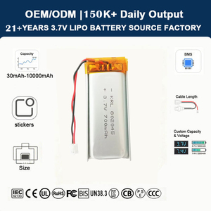 Bateria de Lítio Recarregável 3.7V 802045 700mAh, Célula de Polímero Lipo para Robô Aspirador e Hub de Casa Inteligente - Product Image 1