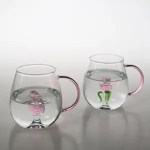 特別なデザインのレイヤーガラスカップギフトかわいい動物の単層ガラス400ml面白い立体モデリングマグ