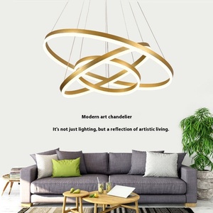 Phong cách thiết kế hình lục giác <span class=keywords><strong>LED</strong></span> trần đèn Nhôm Vòng đèn chùm cho biệt thự khách sạn Văn phòng Phòng phòng khách thanh lịch Đèn Mặt dây chuyền - Product Image 2