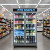 Kommerzieller Supermarkt-Getränkekühler Vitrine Kühlschrank Eiswürfel-Gefrierschrank Vertikaler Aussteller