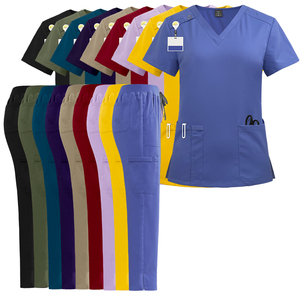 2024 사용자 정의 Oem 반팔 간호사 원피스 외과 유니폼 스크럽 유행 여성 여성 스판덱스 의료 스크럽 유니폼 - Product Image 4