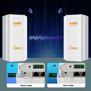 OEM KuWFi WiFi puente al aire libre CPE 2km de largo alcance 5,8G 900Mbps Punto a Punto antena inalámbrica Ethernet puente para cámara CCTV