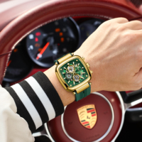 Montre de luxe pour homme Poedagar 849, lumineuse, étanche, boîtier carré, chronographe, sport, quartz, bracelet en silicone, directement de l'usine