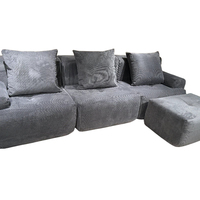 Canapé modulaire compressé en forme de L, sectionnel, sans structure, emballé en rouleau, mousse haute densité, tissu Sherpa
