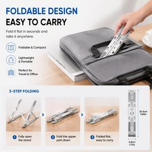 Nouveau support d'ordinateur portable ergonomique pliable en métal à 7 niveaux réglables, support de bureau pour ordinateur portable jusqu'à 17,3 pouces - Product Image 4