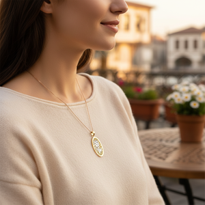 14K <b>Solid</b> Rose <b>Gold</b> Flower Necklace with Daisy Charm <b>Pendant</b> Fine Jewelry for Women Made in Turkey Featuring Zircon Stone - Product Image 3