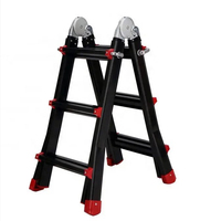Échelle en aluminium pliable et télescopique multifonctionnelle à grandes charnières noires personnalisées EN 131