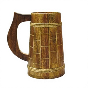 Jarra de Cerveza de Madera Tradicional, Proveedor de Artículos de Bar y Bebidas Rústicos, Jarra de Cerveza de Madera Natural Hecha a Mano, Taza de Madera Estilo Taberna - Product Image 1