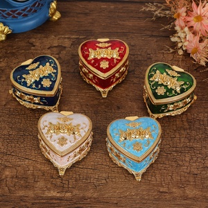 Luxury Metal Enamel Jewelry <b>Box</b> Handmade Vintage Heart-shaped Jewelry Trinket <b>Box</b> Ring Earring <b>Storage</b> <b>Box</b> - Product Image 2