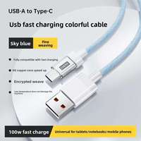 Kabel Data USB 3.0 Tipe-C 100W Berbahan Tembaga Murni 6A Pengisian Cepat, Kabel Nilon Transparan 1-2m untuk Mobil, Ponsel, Komputer, Printer