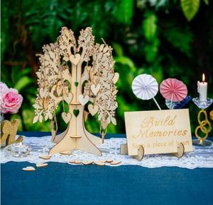 Unique <strong>Wedding</strong> Guest <strong>Book</strong> Alternative Rustic Guest <strong>Registry</strong> Wood Tree Frame Drop Box Guest <strong>Books</strong> with 50pcs Wooden Hearts - Product Image 2