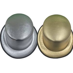 Chapeau haut de forme métallique brillant en gros avec bordure noire en tissu EVA, unisexe adulte, toutes saisons, pour fêtes, spectacles de magie et costumes d'Halloween - Product Image 1